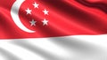 Singapore flag, with waving fabric texture Royalty Free Stock Photo