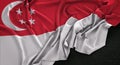 Singapore Flag Wrinkled On Dark Background 3D Render