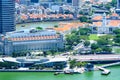 Singapore, Fullerton One, Fullerton Hotel, Singapore River and Singapore`s historical Boat Quay