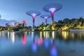 Singapore, 29, September, 2018 : Gardens by the Bay. Night view of the light tree show in Singapore Royalty Free Stock Photo