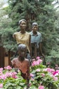 Singapore, Gardens by the Bay, sculpture group titled \'La Famille de Voyageurs\'. Royalty Free Stock Photo