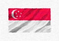 Singapore hand painted waving national flag.