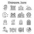 Singapore icon set in thin line style Royalty Free Stock Photo