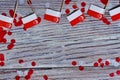 singapore independence day. 9 Aug. the concept of freedom, independence and patriotism. mini flags with confetti on wooden Royalty Free Stock Photo