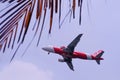 Singapore Jan2020 Commercial plane AirAsia seen at Changi Coastal walk, when travelling restrictions were not imposed yet.