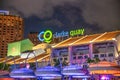 SINGAPORE - JANUARY 3, 2020: Clarke Quay sign at night along Singapore river Royalty Free Stock Photo