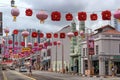Historic city of Chinatown, decorated with paper lanterns and garlands