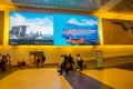 SINGAPORE, SINGAPORE - JANUARY 30. 2018: Indoor vieww of unidentified people walking inside of the Changi Airport