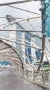 Singapore, 2016 January 14: Landscape of Marina Bay Sands hotel, bridge, museum and financial district