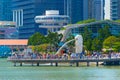 People Merlion fountain statue Singapore