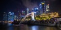 SINGAPORE - JANUARY 10, 2018: Merlion is an imaginary creature with head of a lion and the body of a fish Royalty Free Stock Photo