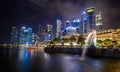 SINGAPORE - JANUARY 10, 2018: Merlion is an imaginary creature with head of a lion and the body of a fish Royalty Free Stock Photo