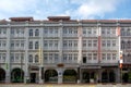 Singapore - January 16, 2020 : Shophouse along streets of South East Asian city town Royalty Free Stock Photo