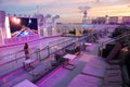 Singapore, January 10, 2020 : Sunset from the open deck of luxury cruise ship