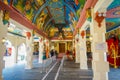 SINGAPORE, SINGAPORE - JANUARY 30. 2018: Unidentified people walking inside of a building Sri Mariamman Hindu Temple in