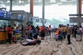 Travellers returning to their country, checking in at counters, Singapore Changi Airport Royalty Free Stock Photo