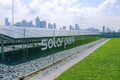 Close up view of solar panels in The Solar Park at Marina Barrage. This is is one of the largest collections of solar panels in Royalty Free Stock Photo