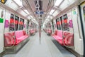 Cabin interior of MRT train. The Mass Rapid Transit or MRT in Singapore Royalty Free Stock Photo