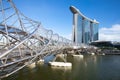 Singapore - July 10: Helix Bridge leading to Marina Bay Sands Hotel, 10 July 2013. Royalty Free Stock Photo