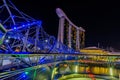 SINGAPORE - JULY 8,2016 : Helix Bridge and Marina Bay Sand Hotel Royalty Free Stock Photo