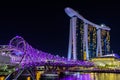 SINGAPORE - JULY 8,2016 : Helix Bridge and Marina Bay Sand Hotel