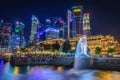 SINGAPORE-JULY 8, 2016: Merlion statue fountain in Merlion Park Royalty Free Stock Photo