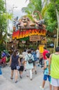 SINGAPORE - July 20 2015: Tourists and theme park visitors Attraction in Universal Studios at Singapore in