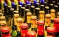 Singapore-15 JUN 2018:bottles of wine on display in super market closeup Royalty Free Stock Photo