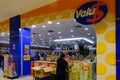 Singapore Jun2020 Perspective front view of Valu$ store, popular low cost retailer chain. Shoppers and staff have to wear face Royalty Free Stock Photo