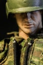 SINGAPORE-JUN 08 2017: soldier toy face closeup view