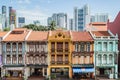 SINGAPORE-JUN 3 2017:Singapore traditional shophouses facade