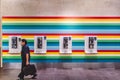 Singapore, june, 2019. Public phones at Singapore Changi Airport, is a major civilian airport that serves Singapore, and is one of