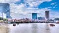 Singapore Landmark: HDR of Boat Quay on Singapore River Royalty Free Stock Photo