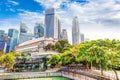 Singapore Landmark Skyline at Fullerton on Esplanade Bridge