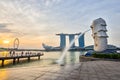 Singapore landmark skyline with sunrise