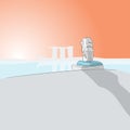 Singapore landmark at sunset or sunrise with copyspace hand drawn illustration vector Royalty Free Stock Photo