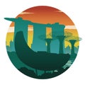 Singapore landmarks,silhouette design,vintage color and circle s Royalty Free Stock Photo