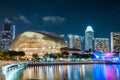 2019-06-15 - Singapore. Lights On! A dazzling SingaporeÃ¢â¬â¢s skyline sparkles at night. Royalty Free Stock Photo