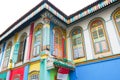 Singapore little india 22 june 2022. street view of Colorful facade buildings and traffic Royalty Free Stock Photo