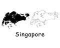 Singapore Country Map. Black silhouette and outline isolated on white background. EPS Vector
