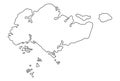 Singapore map outline vector illustration