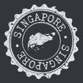 Singapore Map Seal. Silhouette Postal Passport Stamp. Round Vector Icon Postmark.