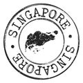 Singapore Map Silhouette. Postal Passport Stamp Round Vector Icon Seal Badge Illustration.