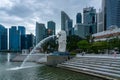 Merlion and Singapore city Central Business District skyline Royalty Free Stock Photo