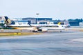 SINGAPORE, SINGAPORE - MARCH 2019:  Singapore airlines jet in Changi airport Royalty Free Stock Photo