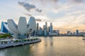 Singapore, 20 March 2019 : Beautiful architecture building skyscraper around marina bay and sky background in singapore city. Royalty Free Stock Photo