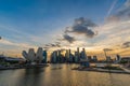 Singapore, 20 March 2019 : Beautiful architecture building skyscraper around marina bay and sky background in singapore city. Royalty Free Stock Photo