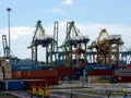 Large cranes in the container port of Singapore