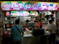 Small restaurant in a typical Singapore food court or Hawker Royalty Free Stock Photo