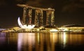 Singapore Marina Bay night view in golden colours